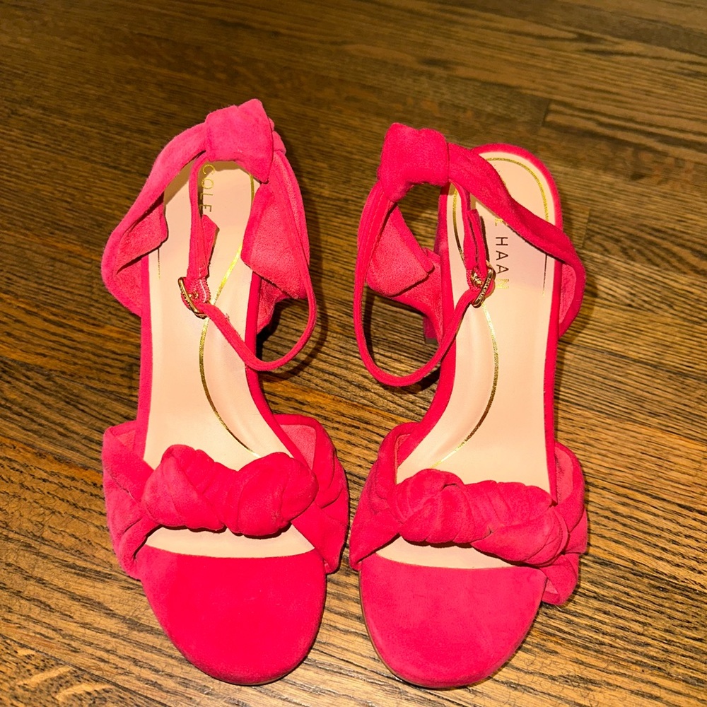 Cole Haan Women's Kaycee Knotted Fuschia Pink Block Heel Sandals VALENTINES - Picture 2 of 6